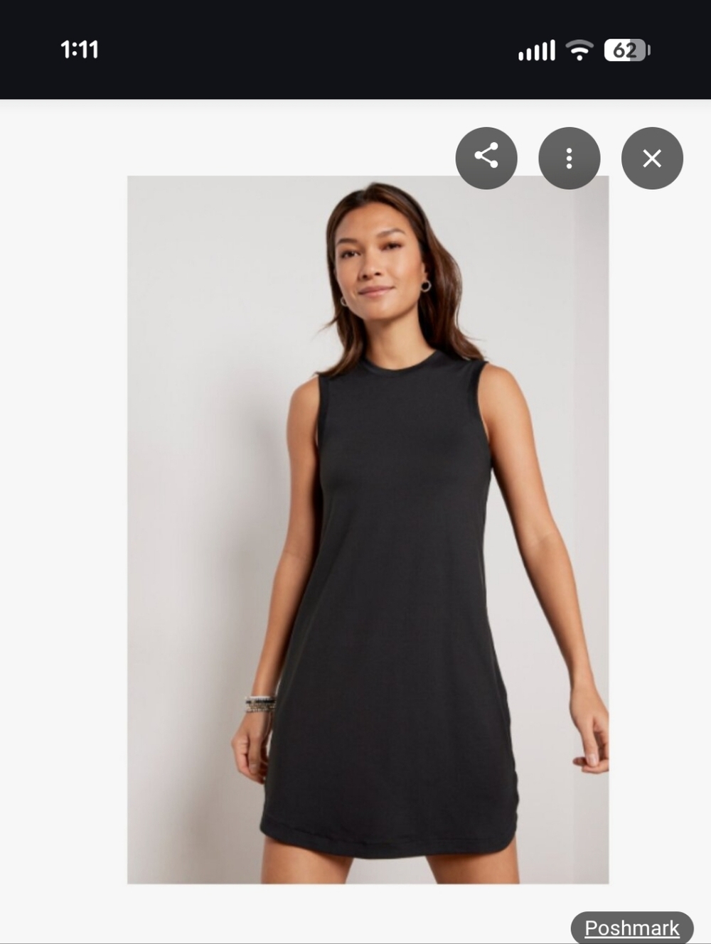 Varley Sleeveless Shift Dress in Charcoal Black